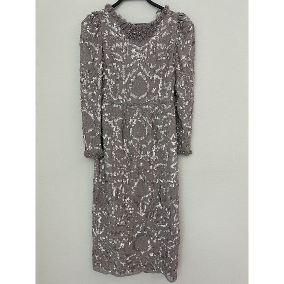 Mac Duggal Pink Long Sleeve Sequin Embellished Cocktail Dress Size 6 - Picture 1 of 12